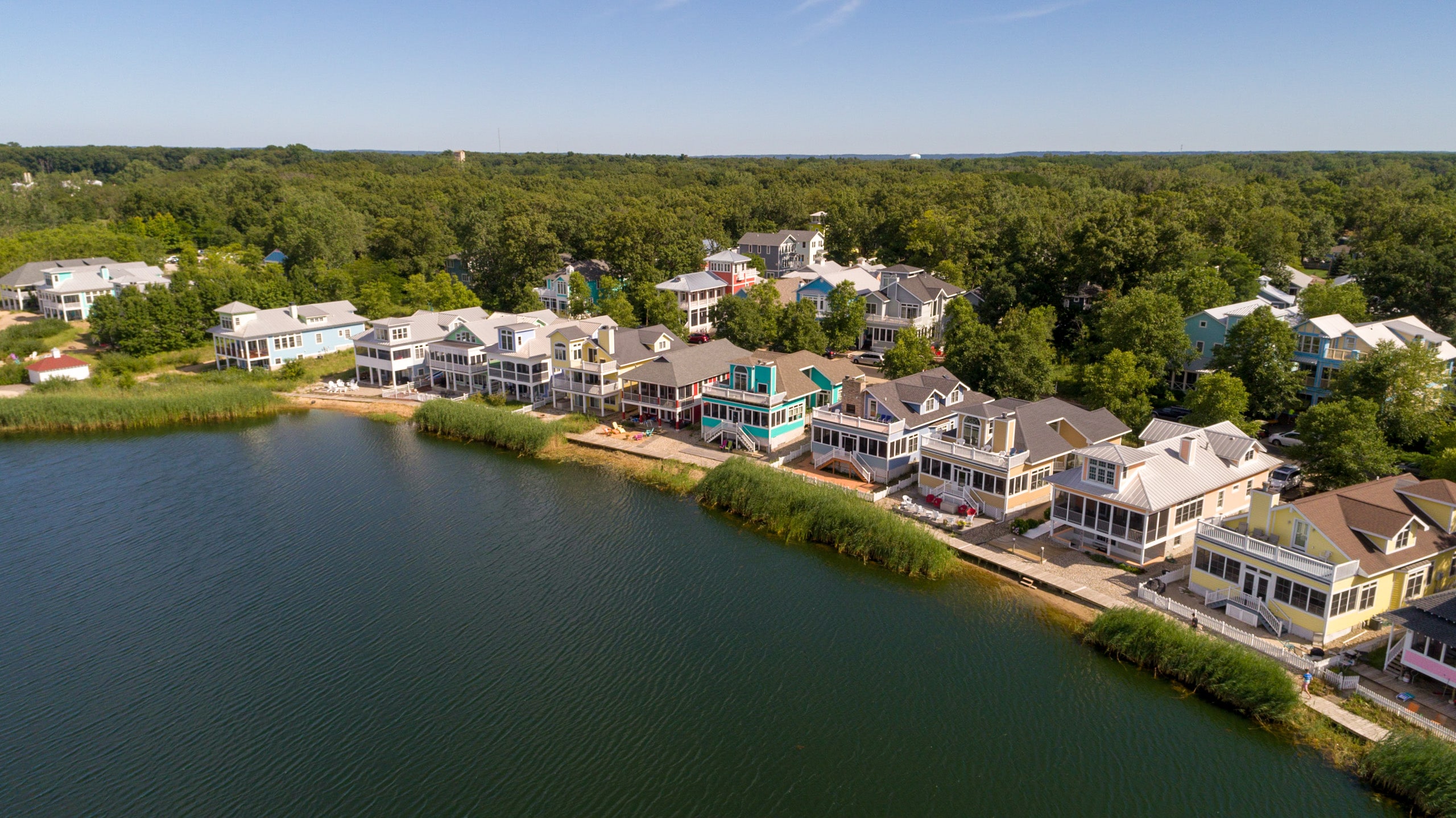 aerial view of beach houses